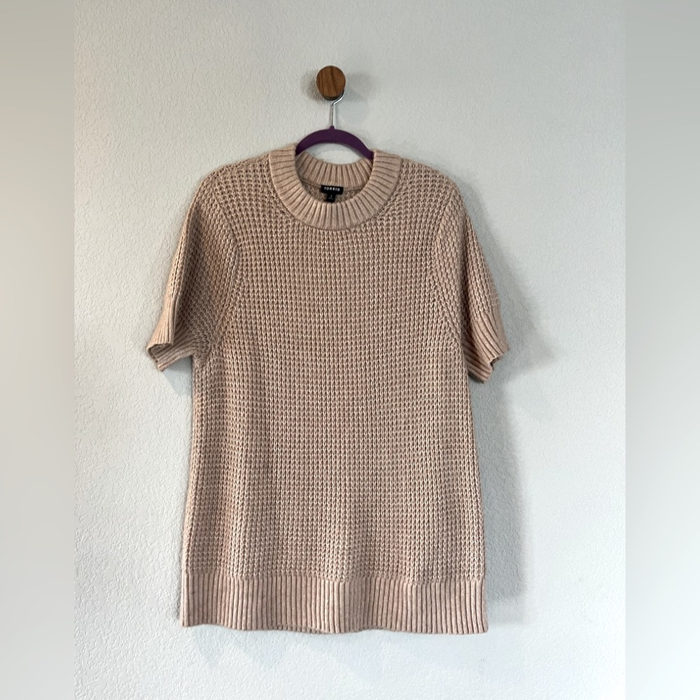 Torrid. 3. Tan short sleeve long sweater. make an offer